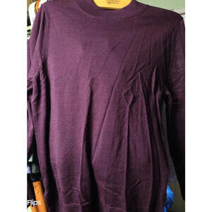 Badgley Mischka Merino Wool Tunic Sweater Small Plum Mock Neck Long Sleeve